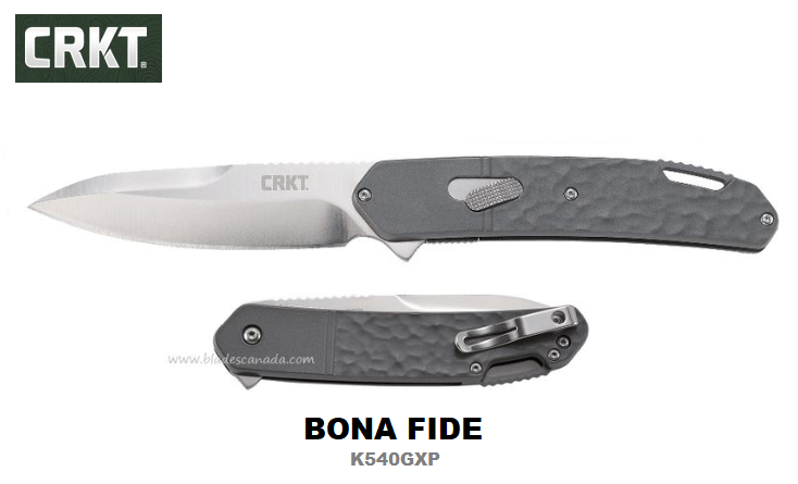 CRKT Bona Fide Flipper Folding Knife, D2 Steel, Aluminum, CRKTK540GXP